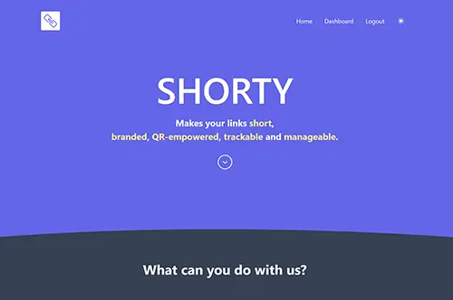 Shorty URL Shortner Homepage